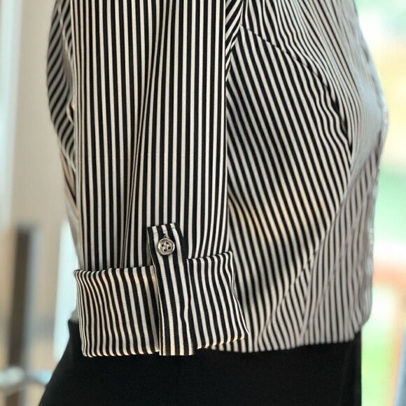 🦋MllE Gabrielle Shirt dress versatile black and white casual business size S EUC - Picture 7 of 13